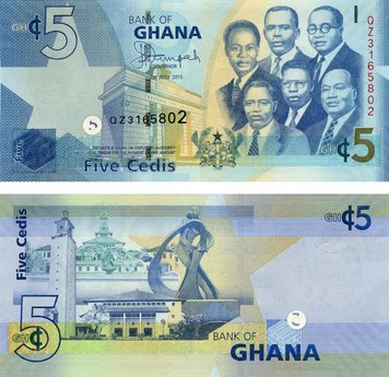 Ghana 5 cedi 2015 UNC (P38f)