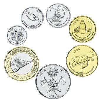 Мальдивы набор из 7 монет 2008-2017 AU-UNC 1, 5, 10, 25, 50 лаари, 1, 2 руфии