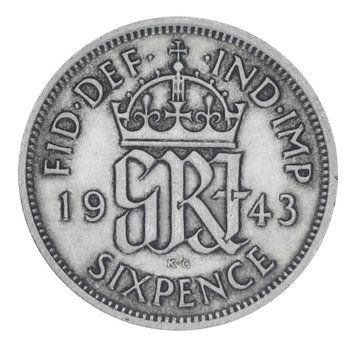 Монета Великобританія 6 пенсів 1943 Срібло F-VF (Ag 500, 2,83 грама) М19887 фото