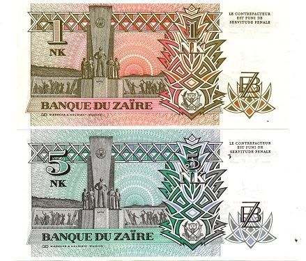 Zaire set of 4 banknotes 1985-1993 UNC