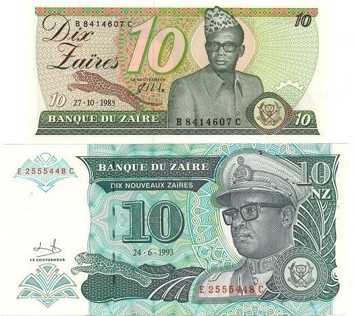 Zaire set of 4 banknotes 1985-1993 UNC