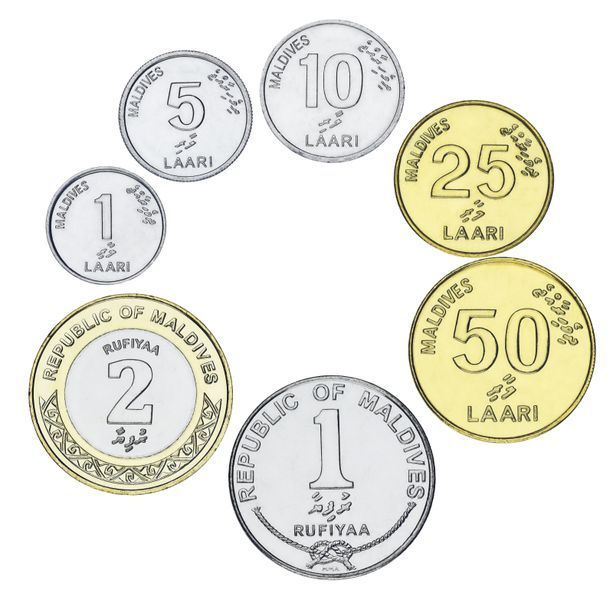 Мальдивы набор из 7 монет 2008-2017 AU-UNC 1, 5, 10, 25, 50 лаари, 1, 2 руфии