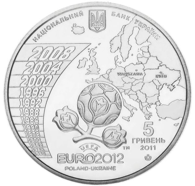 Монета Україна 5 гривень 2011 UNC Чемпіонат Європи з футболу 2012 року в Україні та Польщі М14552 фото