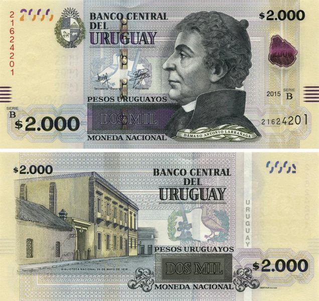 Uruguay 2000 pesos 2015 UNC Serie B (P99)