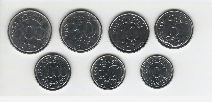 Бразилія набір з 7 монет 1993-1994 VF М04388 фото