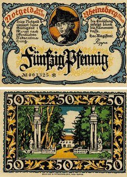 Banknote Germany Notgeld 50 pfennig F-VF Rheinsberg