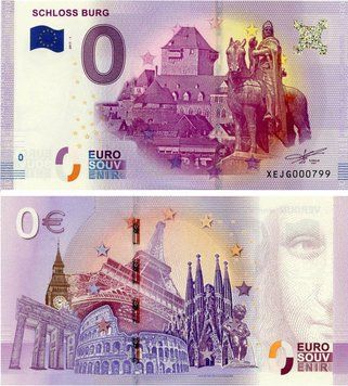 Банкнота Німеччина 0 ЄВРО 2017 UNC Замок Бург Вершник на коні Б17615 фото