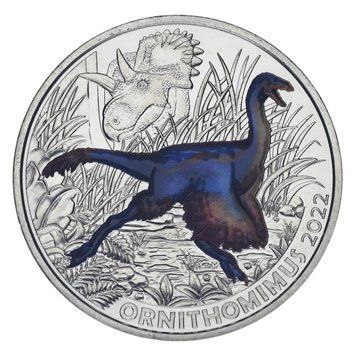Монета Австрія 3 євро 2022 UNC Динозавр - Орнітомім М23520 фото