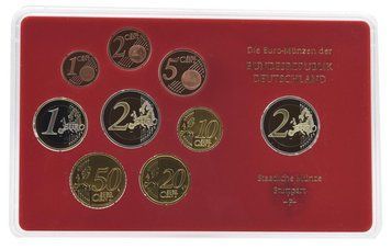 Набір монет Німеччина набір з 9 монет євро 2009 UNC F 1, 2, 5, 10, 20, 50 євроцентів, 1, 2 євро, пам'ятна 2 євро Блістер М22723 фото