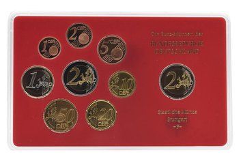 Набір монет Німеччина набір з 9 монет євро 2008 UNC F 1, 2, 5, 10, 20, 50 євроцентів, 1, 2 євро, пам'ятна 2 євро Блістер М22717 фото