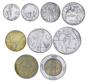 Набір монет Сан-Марино набір з 9 монет 1985 UNC 1, 2, 5, 10, 20, 50, 100, 200, 500 лір М00101 фото