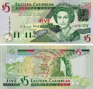 Eastern Caribbean $5 2003 UNC Turtle Fish (P42)