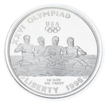 Монета США 1 долар 1996 Срібло P Proof XXVI літні Олімпійські ігри в Атланті - Академічне веслування М23323 фото