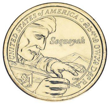 Монета США 1 долар 2017 P UNC Сакагавея Корінні американці Секвойя - вождь індіанського племені Черокі (KM#640) М05883 фото