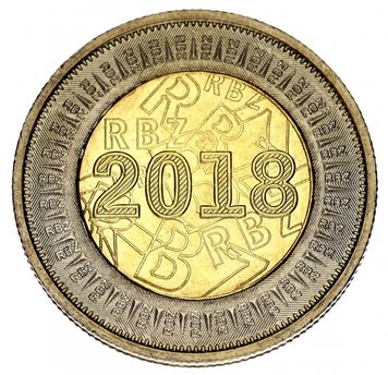 Zimbabwe 2 Dollars 2018 Bimetal UNC