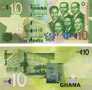 Ghana 10 Cedi 2014 UNC (P39e)