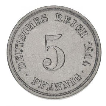 Germany 5 pfennigs 1914 F-VF Out of circulation