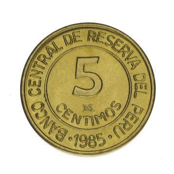 Перу 5 сентимо 1985 VF-AU М15147 фото