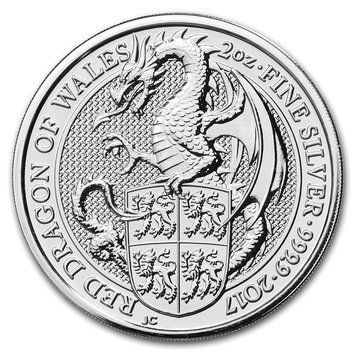 Великобританія 5 фунтів 2017 &laquo;Червоний дракон Уельсу&raquo; Срібло UNC М08566 фото