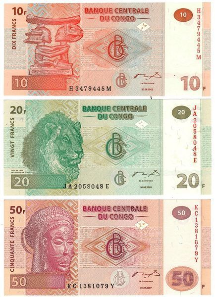 Демократическая республика Конго набор из 5 банкнот 2003-2007 UNC Б03916 фото