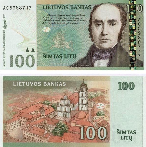 Литва 100 лит 2007 UNC (P70) Б05566 фото