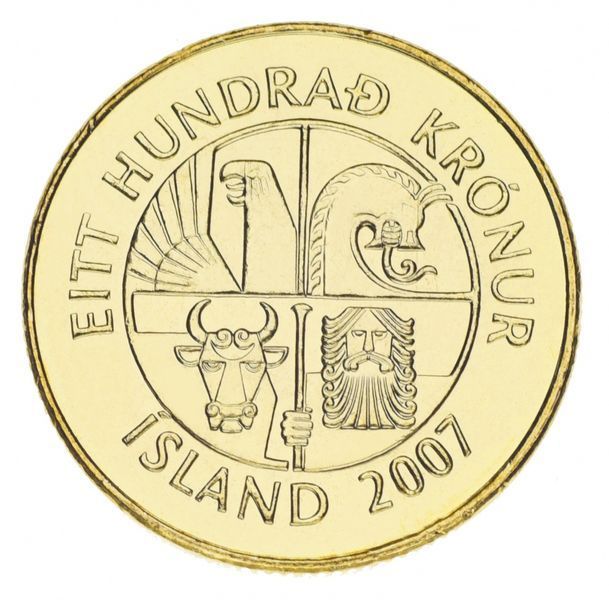 Iceland 100 CZK 2007 AU-UNC Fish
