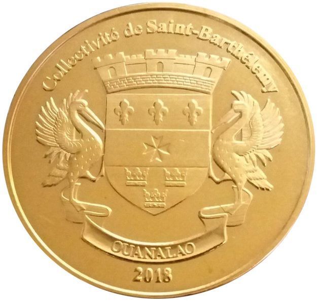 Coin Saint Barth?lemy 1 franc 2018 UNC France Akita Inu Dog