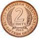 Eastern Caribbean 2 cents 1965 AU-UNC