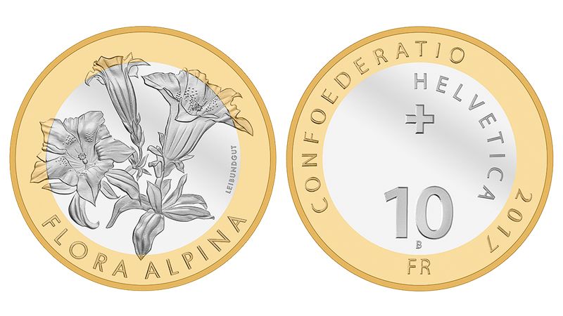 Switzerland 10 francs 2017 "Flora of Switzerland - Gentian" UNC