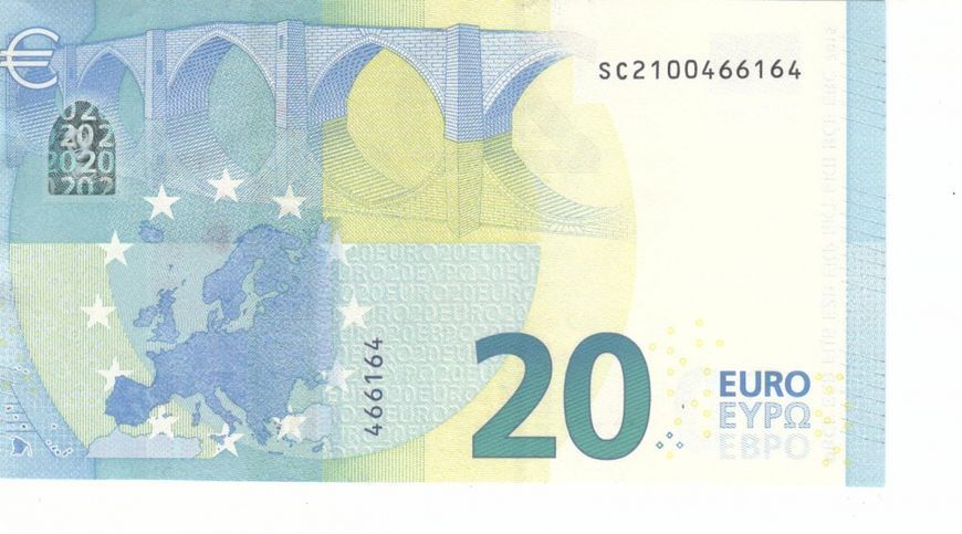 Banknote Italy 20 Euro 2015 SC S004 UNC