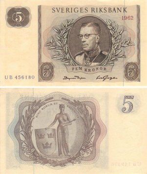 Sweden 5 kronor 1962 UNC (P42)