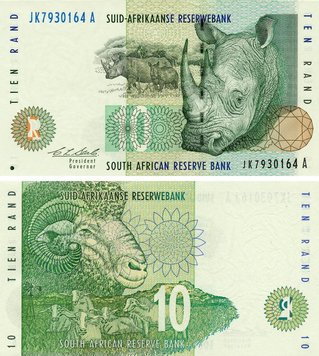 South Africa 10 rand 1993 UNC Rhino (P123a)