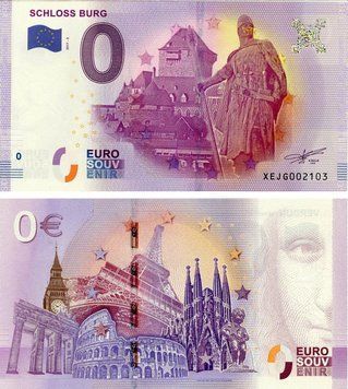 Банкнота Німеччина 0 ЄВРО 2017 UNC Замок Бург Воїн з списом Б17616 фото