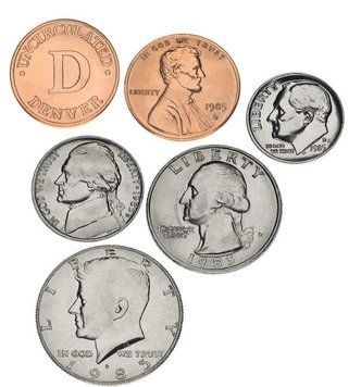Набір монет США набір з 6 монет 1985 UNC D 1, 5, 10, 25, 50 центів, медаль М13105 фото