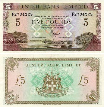 Банкнота Північна Ірландія 5 фунтів 1993 UNC (P331b(2)) Б24024 фото