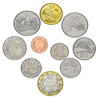 Zimbabwe set of 10 coins 1997-2003 AU-UNC 1, 5, 10, 20, 50 cents, 1, 2, 5, 10, 25 dollars