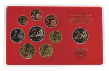 Набір монет Німеччина набір з 9 монет євро 2009 UNC J 1, 2, 5, 10, 20, 50 євроцентів, 1, 2 євро, пам'ятна 2 євро Блістер М22724 фото