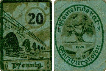 Banknote Germany Notgeld 20 pfennig 1920 F-VF Galsburg