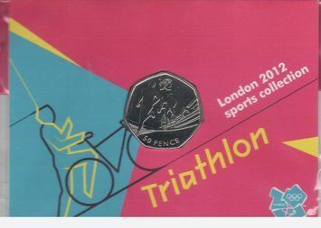 Великобританія 50 пенсів 2011 &laquo;Олімпіада 2012 - Тріатлон&raquo; UNC в блістері (KM#1173) М02820 фото