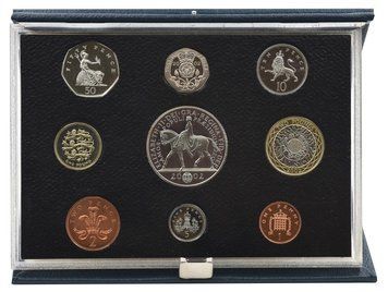 Набір монет Великобританія набір з 9 монет 2002 Proof 1, 2, 5, 10, 20, 50 пенсів, 1, 2, 5 фунтів у сувенірному пакуванні М23769 фото