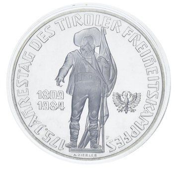 Монета Австрія 500 шилінгів 1984 Срібло AU-UNC 175 років Тирольському повстанню (Ag 925, 24 грами) М24064 фото