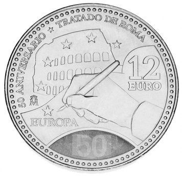 Монета Іспанія 12 євро 2007 &laquo;Римський договір&raquo; Срібло UNC (KM#1129) М04875 фото