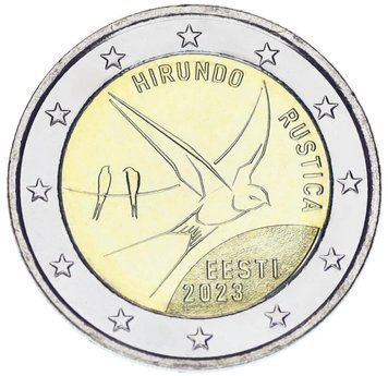 Монета Естонія 2 євро 2023 Біметал UNC Птах - Ластівка М17749 фото