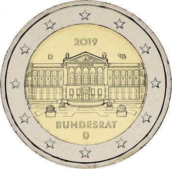 Німеччина 2 євро 2019 Біметал UNC D Бундесрат М12160 фото