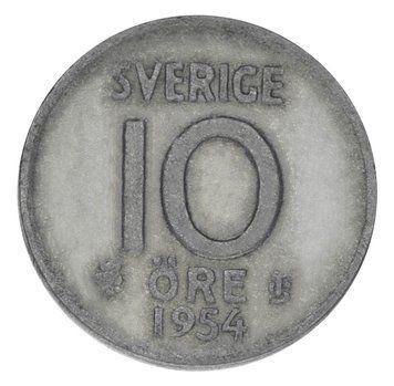 Монета Швеція 10 ери 1954 Срібло F-VF М17811 фото