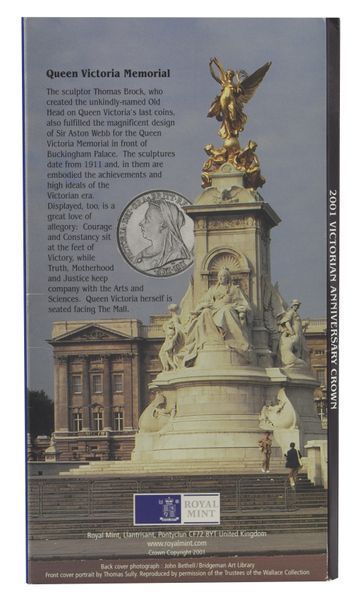 Монета Великобритания 5 фунтов 2001 UNC 100 лет смерти Королевы Виктории в сувенирной упаковке М05893 фото