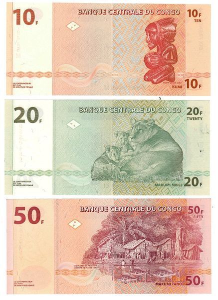 Демократическая республика Конго набор из 8 банкнот 1964-2007 UNC Б03917 фото