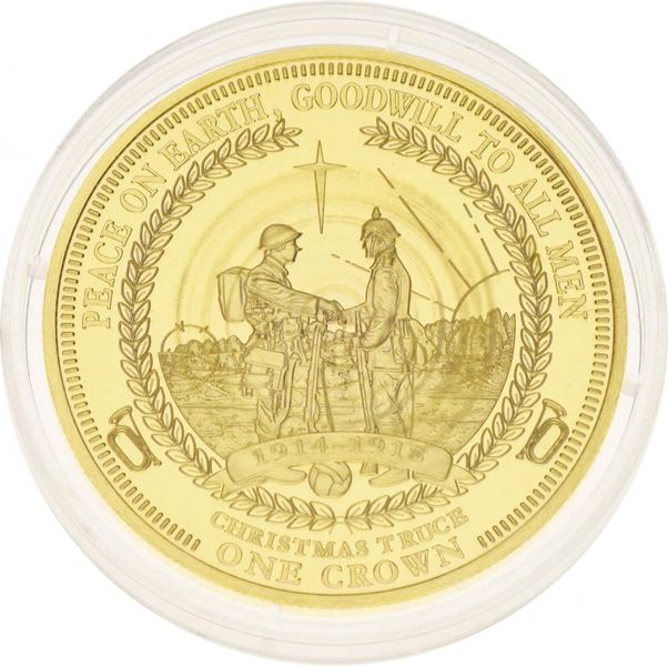 Tristan da Cunha 1 crown 2014 UNC World War I 2014-2018 - Christmas Truce Gilding