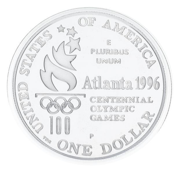 Монета США 1 долар 1996 Срібло P Proof XXVI літні Олімпійські ігри в Атланті - Стрибки у висоту М23324 фото