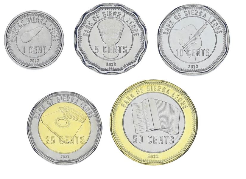 Sierra Leone set of 5 coins 2022 UNC 1, 5, 10, 25, 50 cents